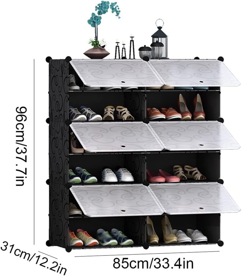 Free Standing Shoe Racks Shoe Closet Shoe Organizer, Rectangular Shoe Rack, Plastic Shoe Storage Rack, Indoor Hallway Storage Rack, Shoe Racks for Bedroom Closet Shoe Storage Rack (Brass)