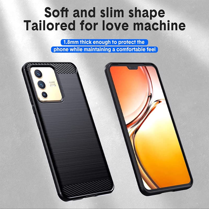 Image of NPRC Hybrid Ultra Slim Protective Case TPU Non-Slip Carbon Fiber Texture Shockproof Case Cover for Vivo V23 - Black