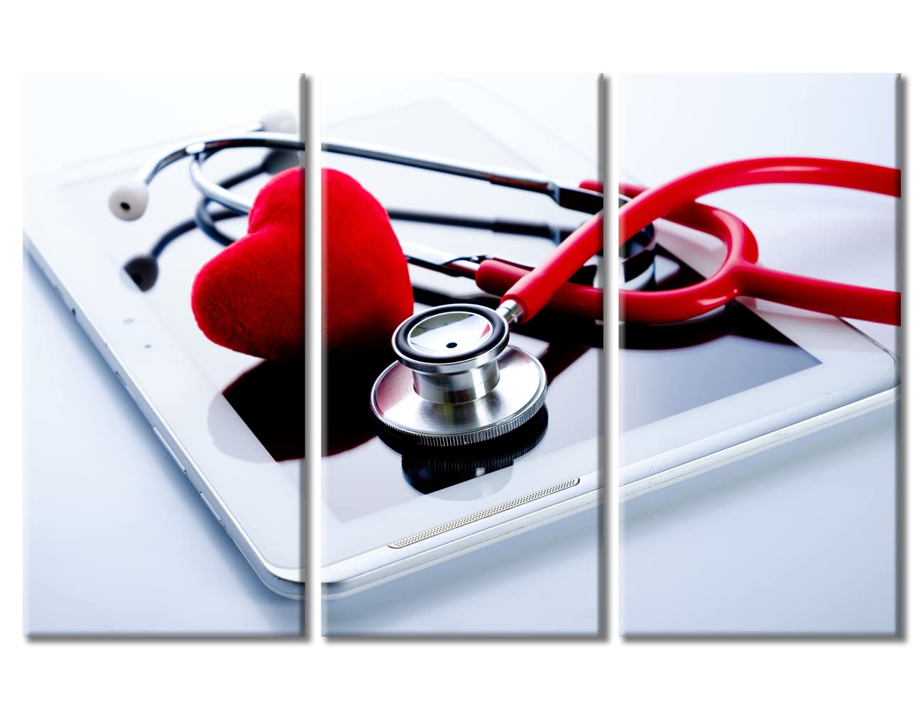 Medical Modern Home Decor 3 Panels Home Decor Stethoscope Pictures Wall Art for Bedroom, Living Room, Office. Framed Ready to Hang (42" Wx28 H)