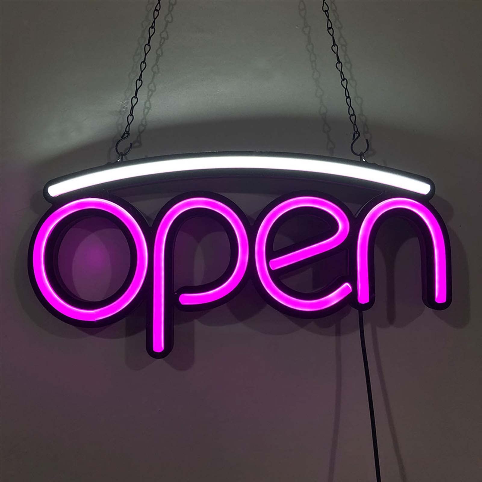 Letrero Abierto LED De Neón, LED Signo de Luz de Neón con Pantalla estática, Cartel Luminoso Led ultrabrillantes para Restaurante, Bar, salón y más,Rose Red