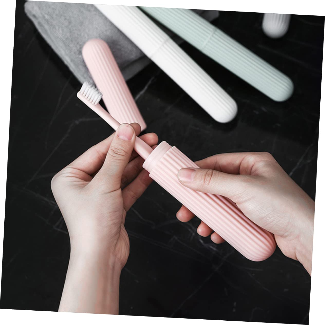 Lot de 8 porte-brosses à dents de voyage, étui de voyage pour brosse à dents de voyage, dentifrice de voyage, pâte à dents de voyage, brosse à dents de voyage, rangement C, 1 couleur, Taille unique