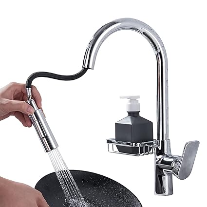 KAHANG Chrome Kitchen Faucet Commercial Kitchen Sink Faucet with Put Out Sprayer Magnetic Docking Spray Head Faucets Kitchen for RV Utility Sink Faucet Copper Kitchen Faucets