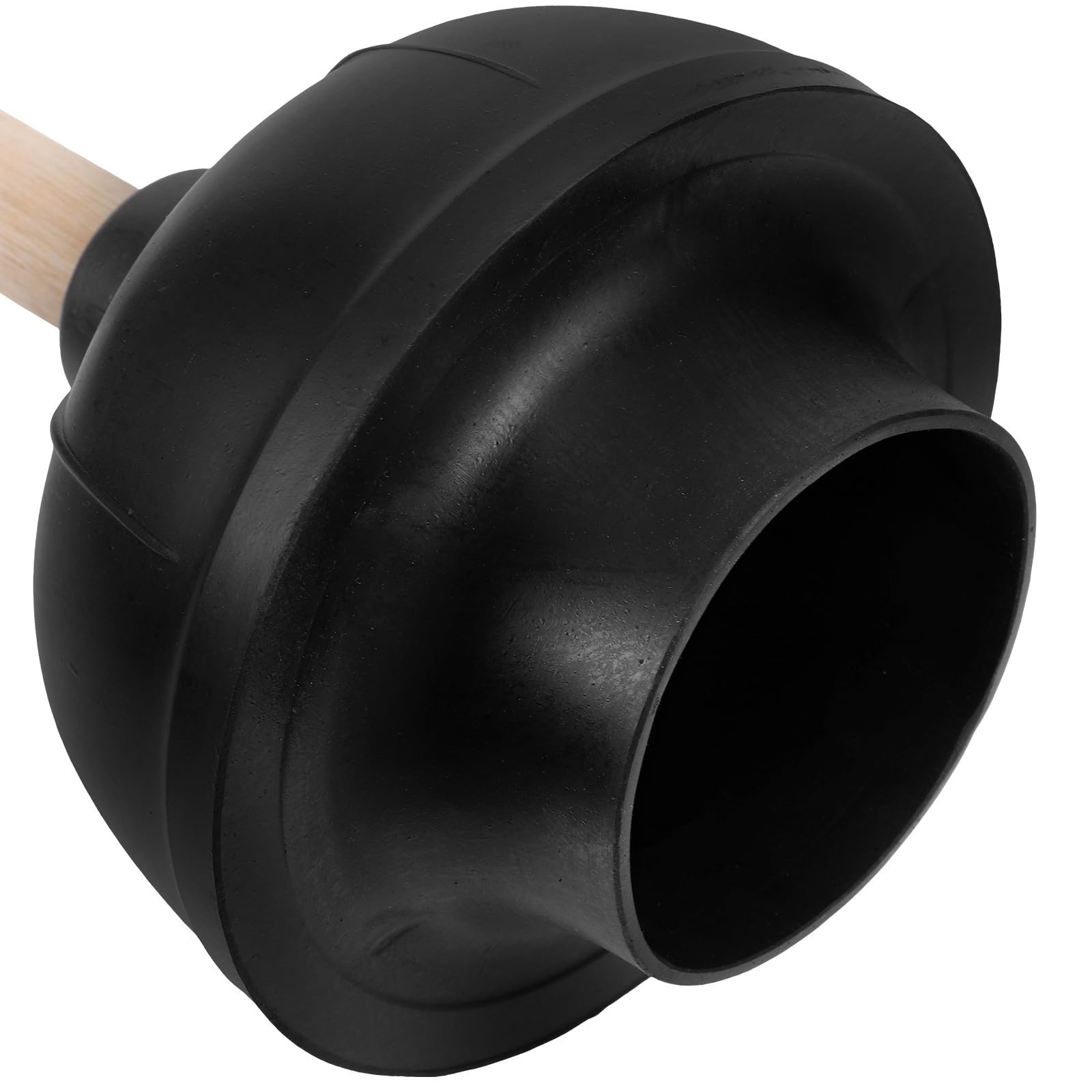 MERRYHAPY Desatascador de Tuberías Émbolo de Goma Natural Doble y Mango de Madera para Cocina y Baño Herramienta Antiobstrucción para Lavabo y WC