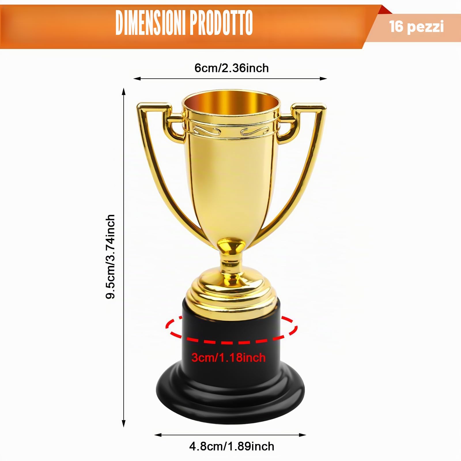 Coppa Trofeo GOEDCH 16 Pezzi: Mini Trofei per Bambini, Mini Trofeo Oro, Mini Trofei Vincitori in Plastica per Compleanni dei Bambini, Mini Trofei per Classi, Scuole, Ricompense, Accessori