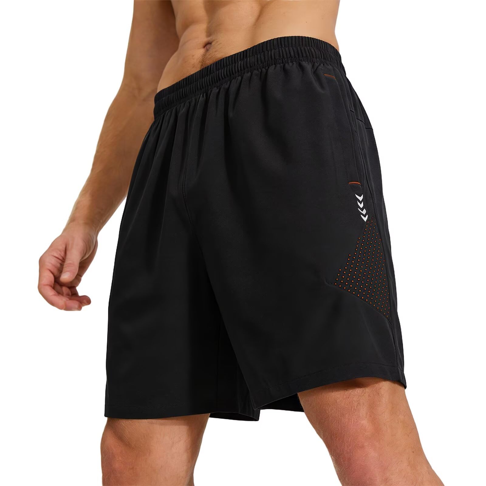 Short de Sport pour Homme avec Poche Zippée Sport Tennis Séchage Rapide Shorts de Course à Pied
