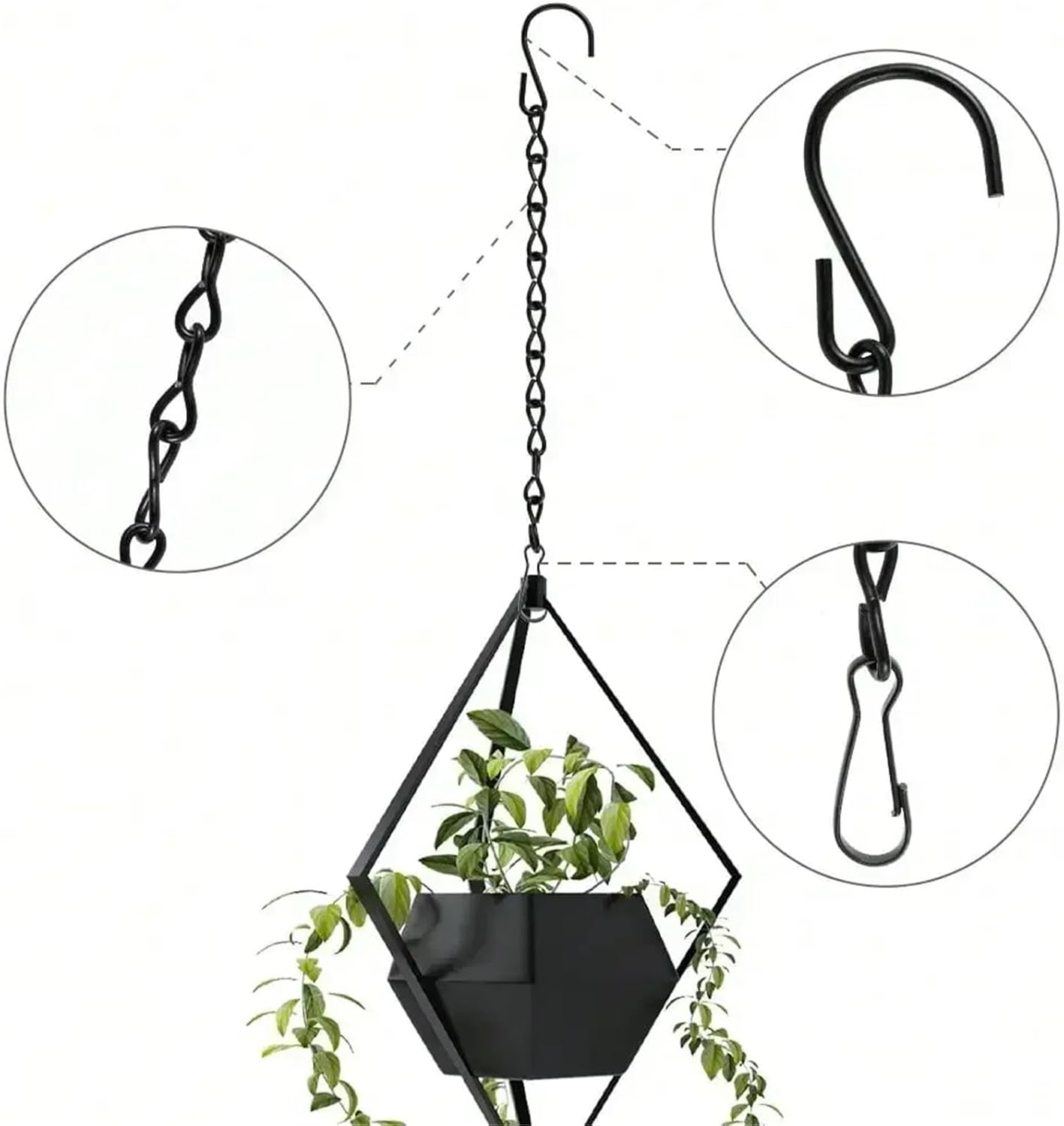 12 Pcs Imitation Rattan Hanging Basket Flower Pot Chain Plant Grow Basin Home Garden for Planters