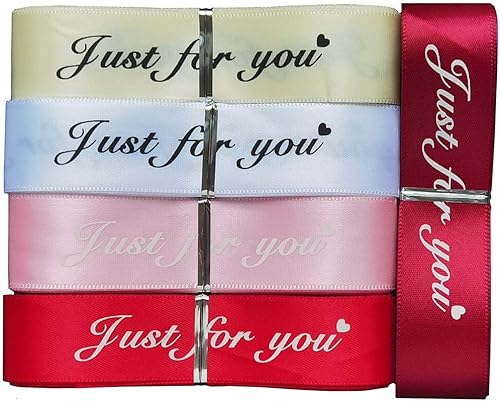 Just for You - Cinta de satén para boda, Navidad, día de San Valentín, caja de regalo, cinta decorativa para manualidades (beige, 1 x 10 yardas)