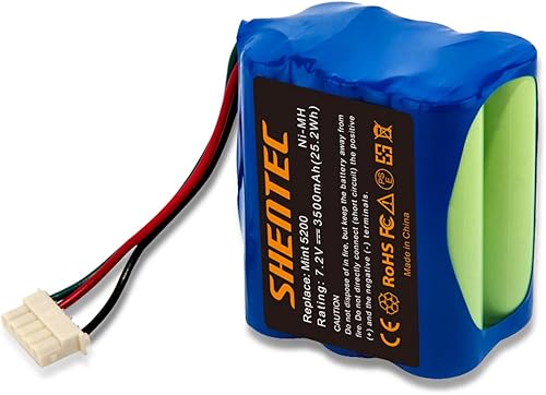 Miniatura 2 de Shentec Batería de repuesto de 7.2 V 3500 mAh compatible con iRobot Mint 5200 Braava 380 380T Mint 5200 5200B 5200C Robots de limpieza de suelo Ni-MH