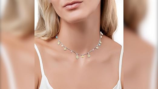 Collana Girocollo Floreale Con Perle E Margherite - Gioiello Vintage Regalo Per Donna - Estivo Bohémien