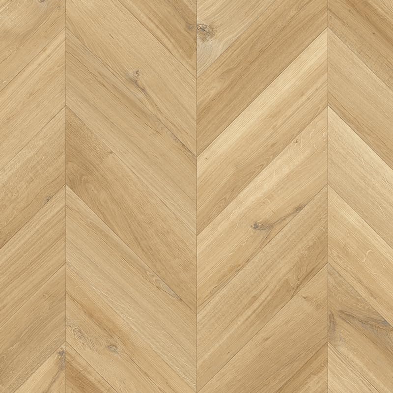 Chevron Wood Effect Vinyl Flooring, slip resistant vinyl roll flooring for kitchen, bathroom, hallway, living space in 2, 3 and 4 metre widths (Light Chevron Oak, 1m x 3m)