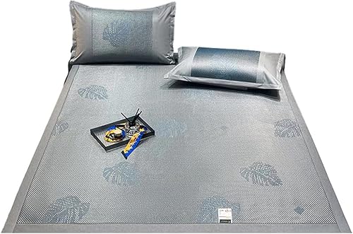 Miniatura 7 de Tapete cuadrado de enfriamiento para ropa de cama, tapete de ratán de seda de hielo, tapete plegable de seda de hielo Jacquard, color verde, tamaño