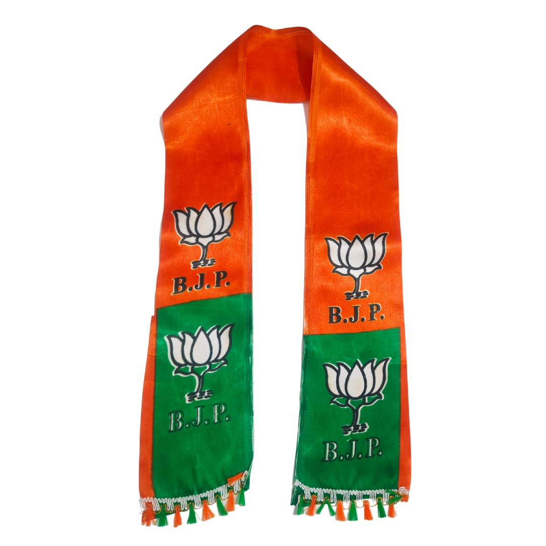 BJP Gamcha/Patka for men l Bharatiya Janata Party, BJP Flag Design White/Saffron, 57 Inch Size Double Colour-image-37