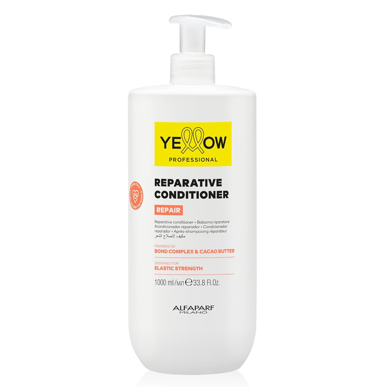 ALFAPARF MILANO Yellow Professional Repair Reparative Conditioner for Damaged Hair - Powered By Bond Complex & Cacao Butter - Designed For Elastic Strength