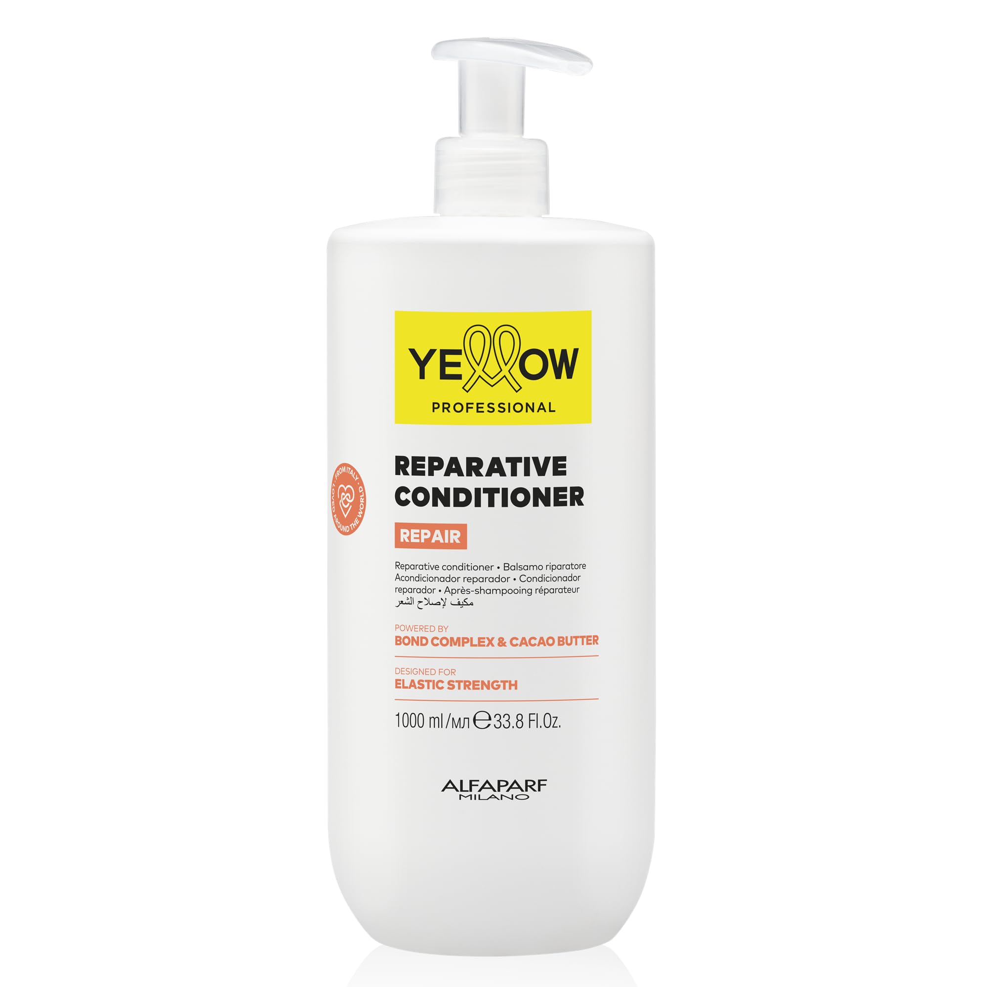 ALFAPARF MILANO Yellow Professional Repair Reparative Conditioner for Damaged Hair - Powered By Bond Complex & Cacao Butter - Designed For Elastic Strength