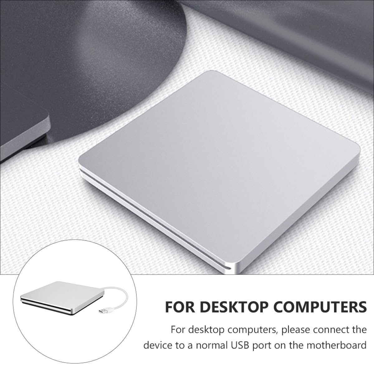 Graveur DVD Externe Lecture de Films Argenté en Abs 8X USB 3.0 et Sauvegarde de Données pour Ordinateur Portable et PC de Bureau à Domicile