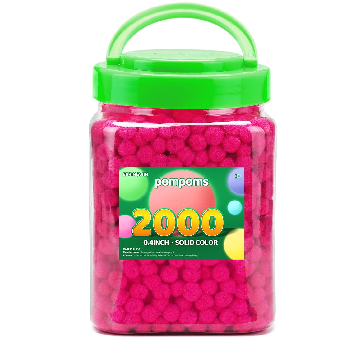 Eppingwin 2000PCS Pink Pom Poms, 0.4 Inch Soft Pompoms for Crafts, 1CM Pom Pom for Arts & Crafts DIY Projects (Pink)