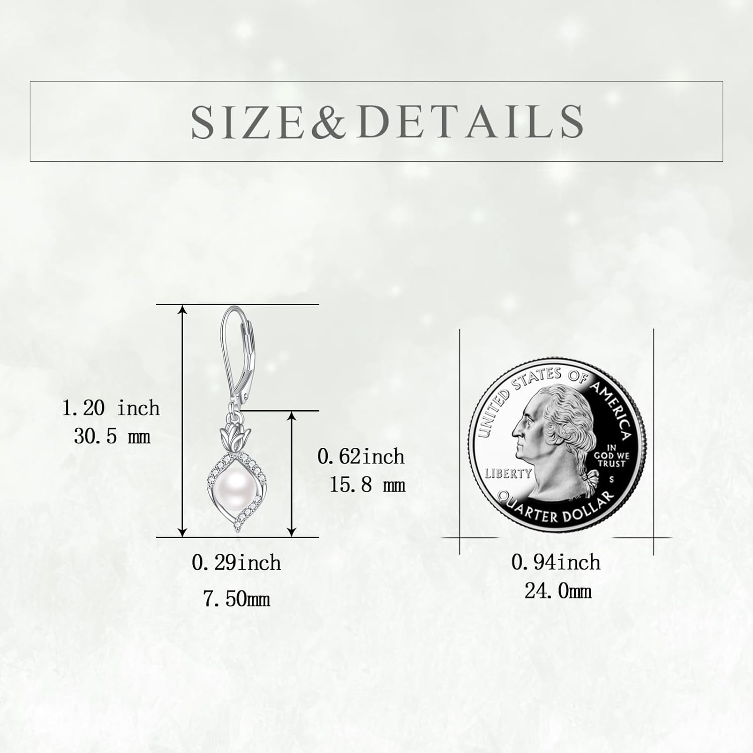 POPLYKE Rose Pearl Earrings 925 Sterling Silver Pearl Drop Dangle Leverback Earrings For Women Wedding Bridesmaids Anniversary