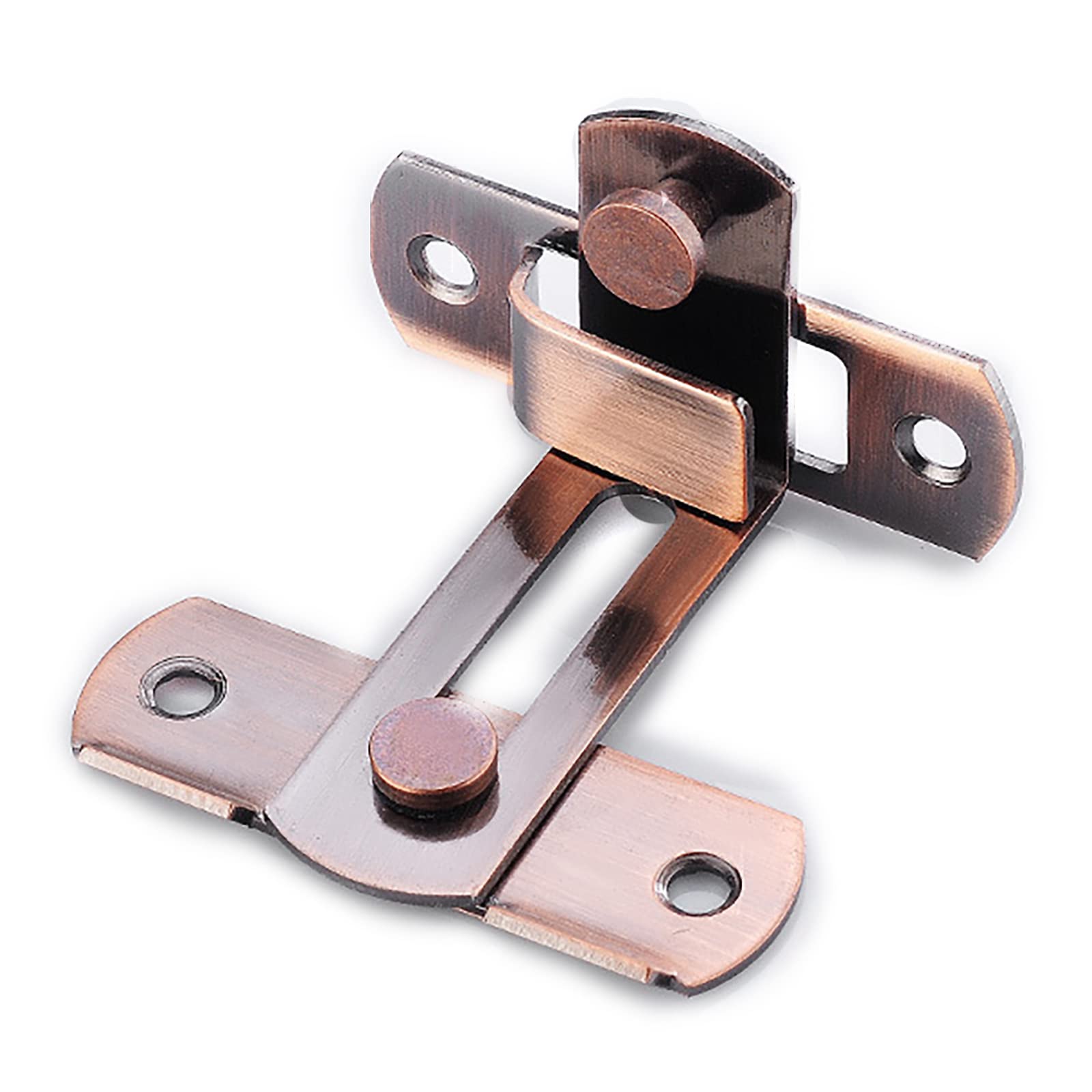 YDHSIKK Door Lock Bolt, Gate Lock Door Latch 90 Degree Slide Bolt Multicolor Pack Of 2 For Cabinet Doors Windows(Red Patina)