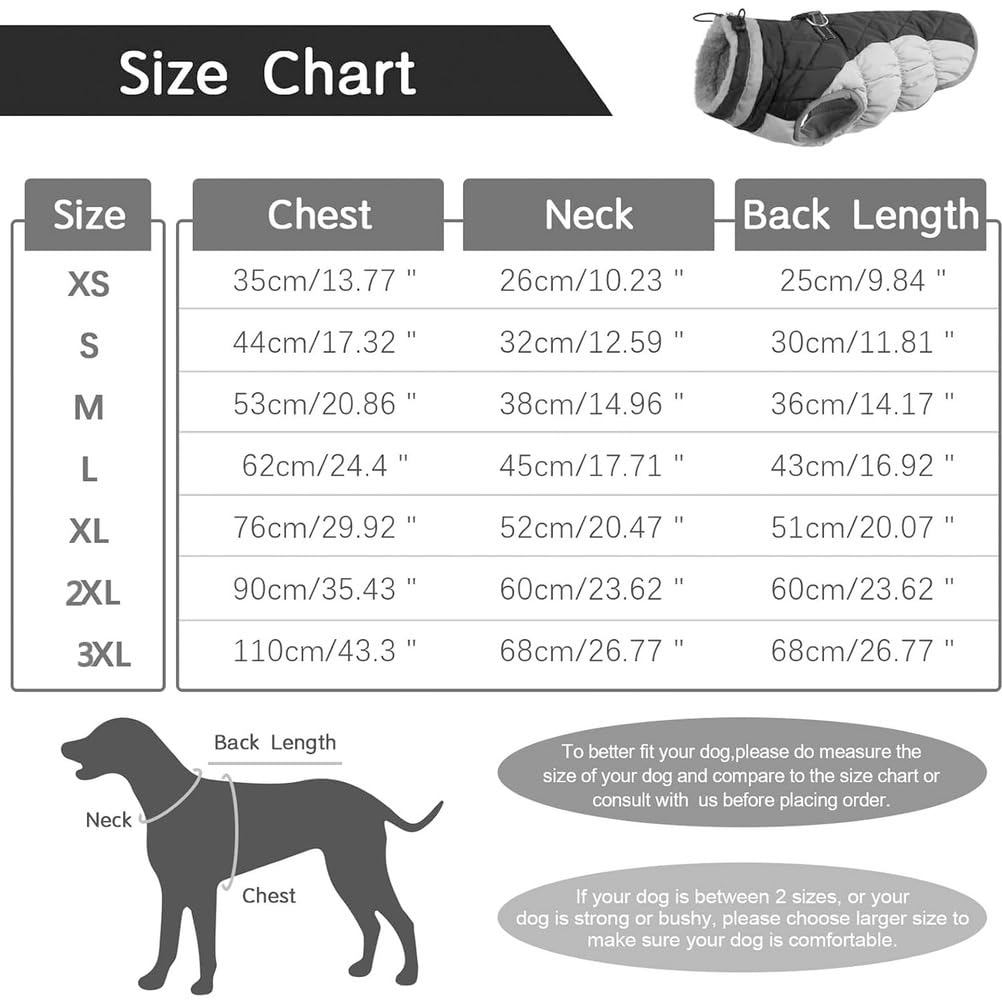 Warmer Wintermantel Für Hunde, Hundemäntel Für Kleine Hunde, Wasserdicht Im Winter, Mit Fleece Gefütterte Reflektierende Hundejacke, Warmer Haustiermantel Mit Integriertem Geschirr,Schwarz,L