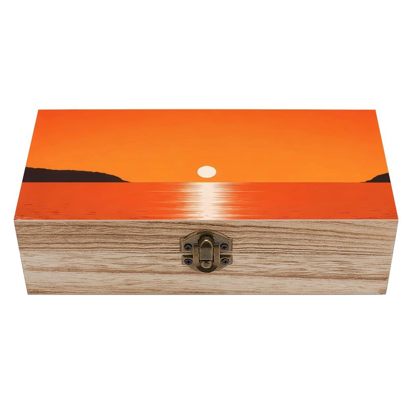 HLBSDM Sunset Over Water Wooden Storage Box