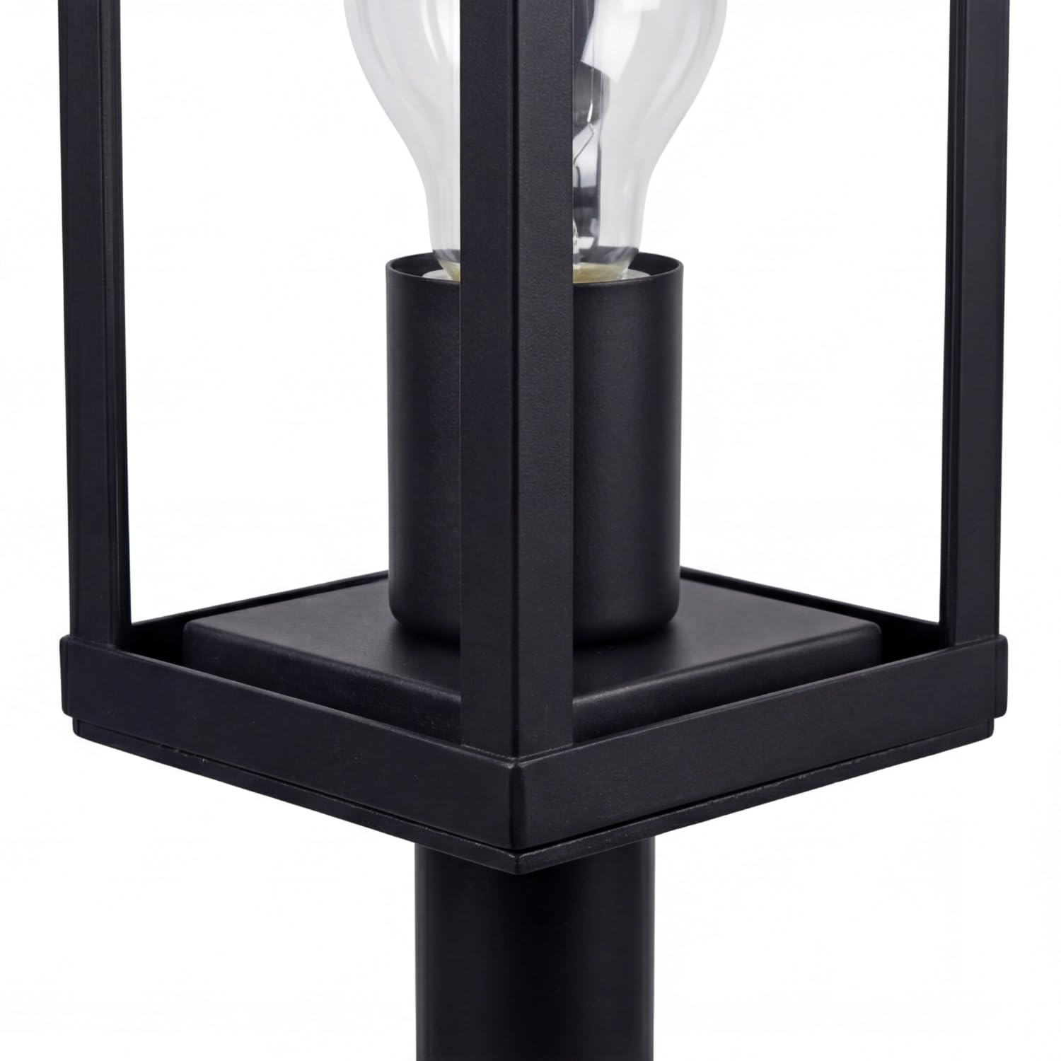 Lampione Vintage Nero Alluminio Ottica legno E27 IP44 H:100 cm Lampada da giardino Lampada da esterno Illuminazione per pavimenti Illuminazione per sentieri Lampione da giardino
