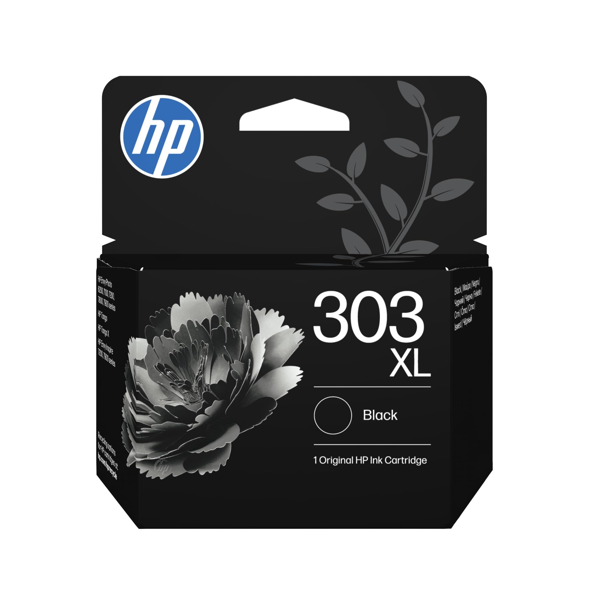 HP 303XL Negro, Cartucho de Tinta Original, Alta Capacidad | Compatible con HP Tango, HP Tango X, HP Envy 6220, 6230, 7130, 7830, 600 páginas (T6N04AE)