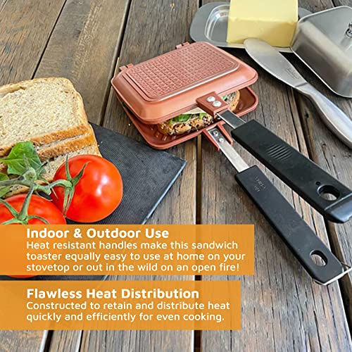 Jean-Patrique Stovetop Toastie Maker, Copper Ceramic Panini Press, Non-Stick Grilled Cheese Maker for Indoors and Outdoors - Image 3