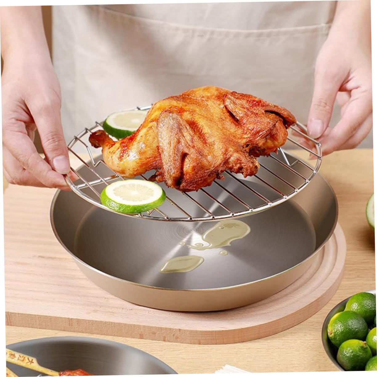 Bandeja para Asar de Acero Inoxidable, Multiusos, Plata