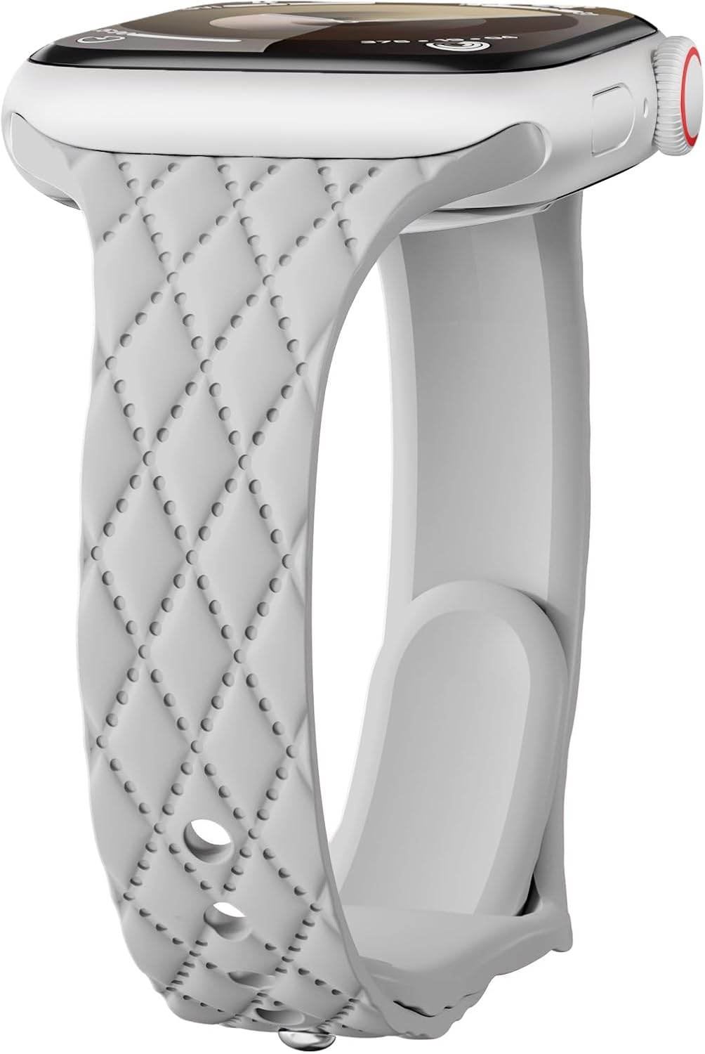 Thin Slim Silicone Bands for Apple Watch Band 40mm 42mm 41mm 38mm 46mm 45mm 44mm Women/Men,Skinny Narrow Checkered Matelasse Designer Sport Strap for iWatch series 10 9 8 7 6 5 4 3 SE Ultra/2 49mm 03-Cloud Gray 38 40 41mm/Series 10 42mm