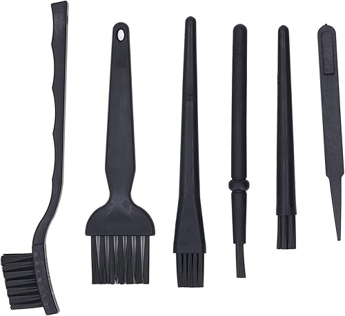 Cepillo de limpieza antiestático de 6 piezas, cepillo portátil de nailon antiestático con pinzas, teclado de cerdas duras, cepillo de limpieza para