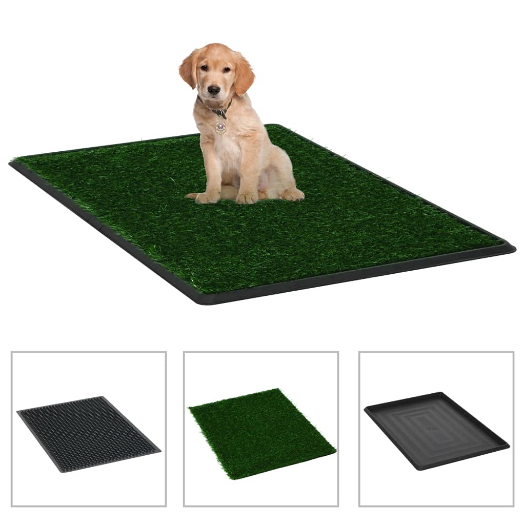 Inodoro para mascotas con césped artificial, verde, 76 x 51 x 3 cm, 2 unidades, impermeable y antiolor, alfombrilla PIPI absorbente para perros, gatos, cachorros, entrenamiento y limpieza