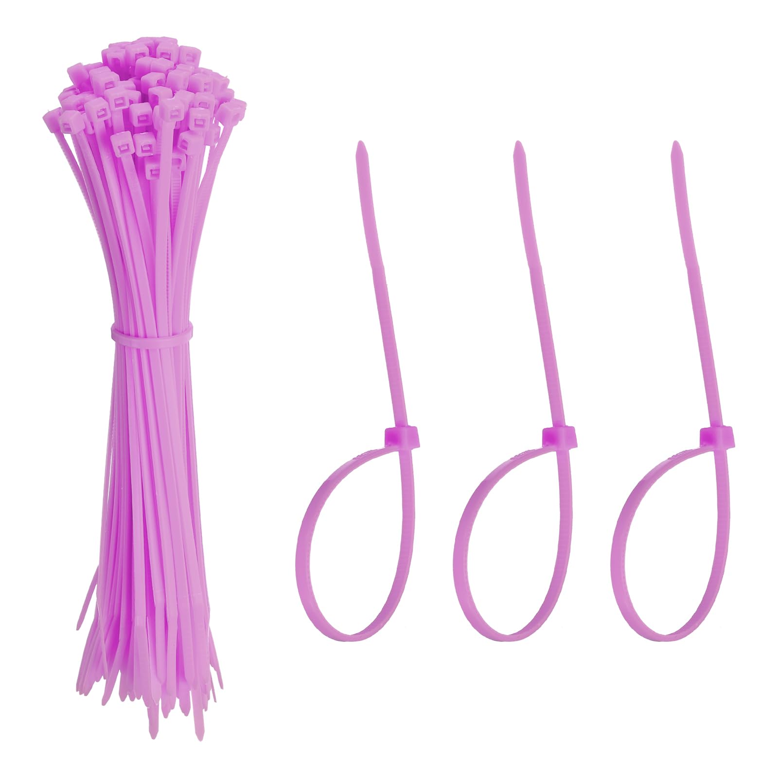Zip Ties Plastic Cable Ties, Self-Locking Wire Zip Tie 6 Inch Fit for Home Garden Office Workshop Travel - (100 Pack, Pink)