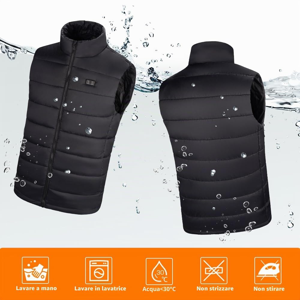 Rescien Gilet riscaldato da uomo e da donna, con 15 zone di riscaldamento, 3 livelli di temperatura, compatibile con 5 V/7,4 V, gilet elettrico USB, giacca riscaldabile, unisex, caldo