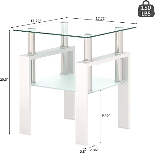 Miniatura 9 de Mesa auxiliar de cristal moderna para sofá, mesa de centro pequeña negra, mesa de sala de estar, mesita de noche cuadrada, patas de metal de vidrio