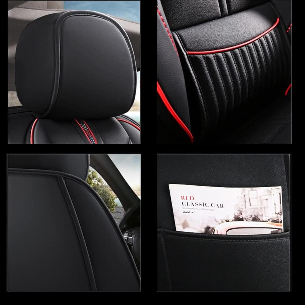 Car Seat Covers Full Set Fit for Honda CR-V 2023-2007 with Waterproof Leather,Wear-Resistant and Easy to Install,Airbag Compatible Automotive Vehicle Cushion Cover (Black&Red)