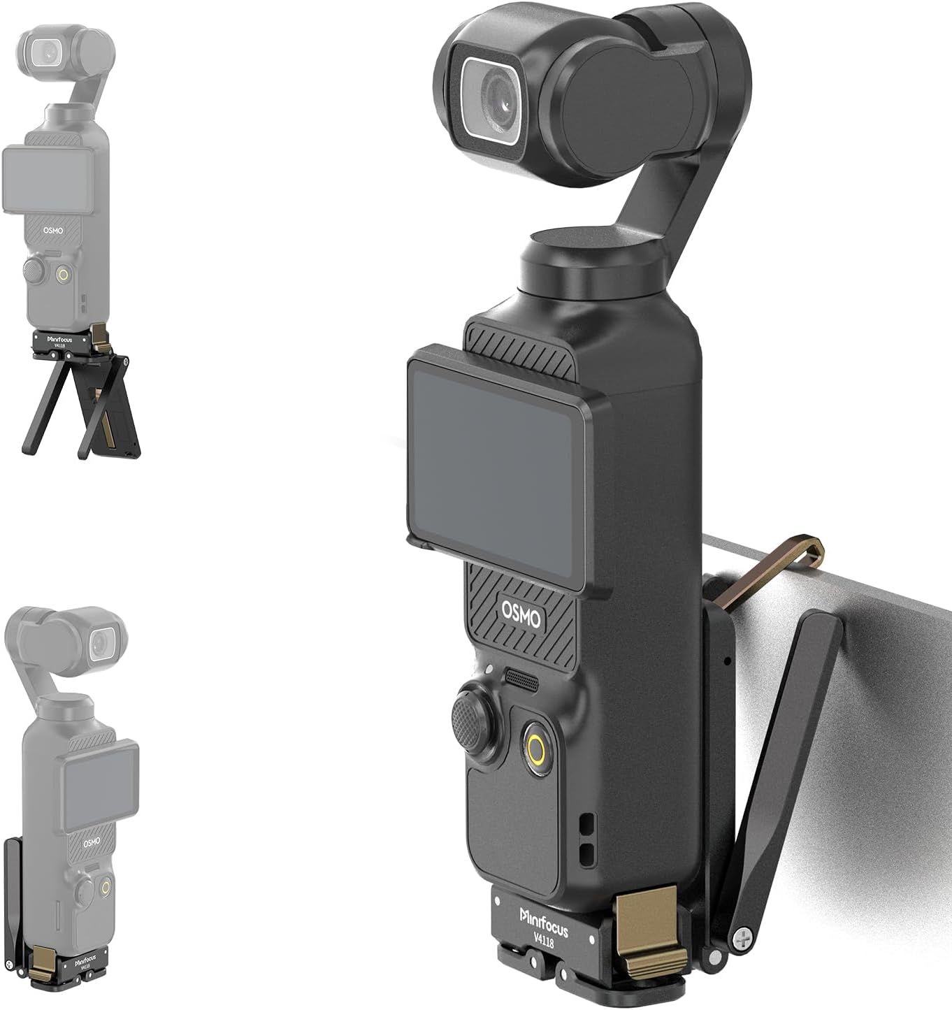 MINIFOCUS Magnetic Mount Stand for DJI Osmo Pocket 4/3 1/4"-20 Locating Holes Plate for Arca-Swiss Pocket4 Accessories Adapter Clamp Magnet Suction Case Holder on Desktop