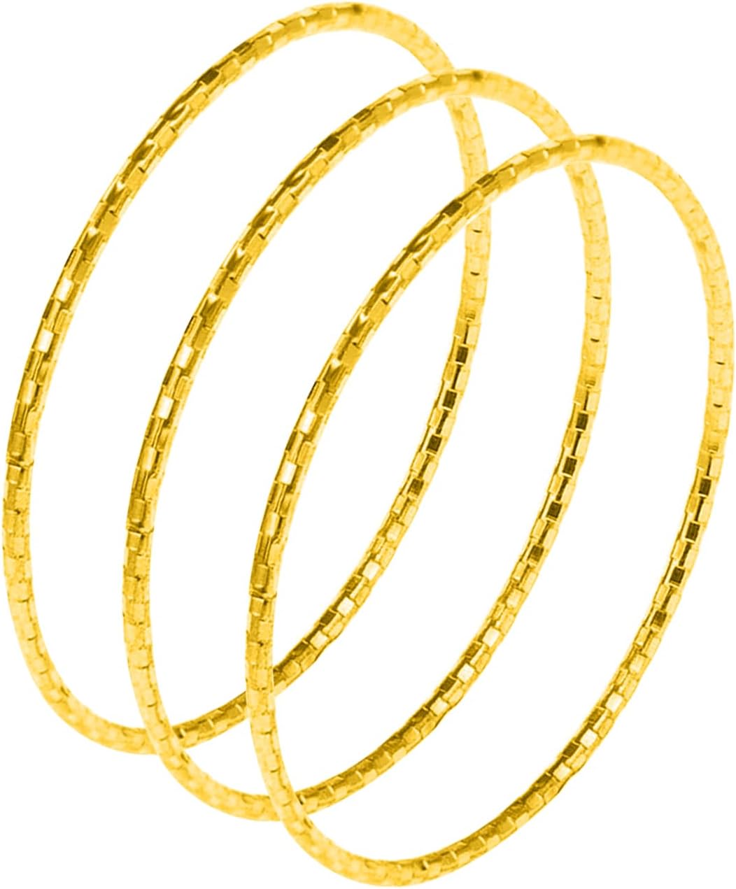 3 Pcs Gold Bangles for Women, Stackable Link Chain Bracelets Cuff Bracelet for Wedding Birthday Party Jewellery Gift for Mother Ladies Girls