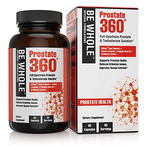 Prostate 360: A Full Spectrum Prostate and Testosterone Solution - Synergistic Formulation Containing Saw Palmetto Extract, Pumpkin Seed Oil, Tomato Lycopene & Cranberry Seed Extract - 60 Capsules