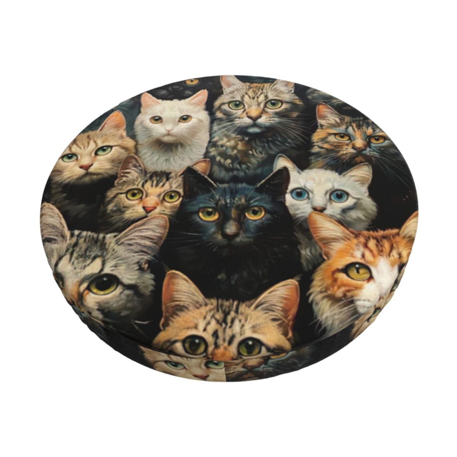 GUCHENP Cat Print Round Bar Chair Cushion Cover,Washable Chair Protector For Indoor Home Furniture Decor