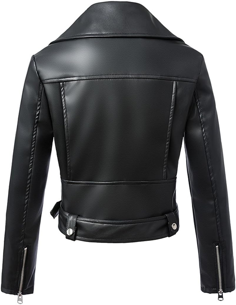 Tanming Women's Faux Leather Moto Biker Short Coat Jacket - Image 3