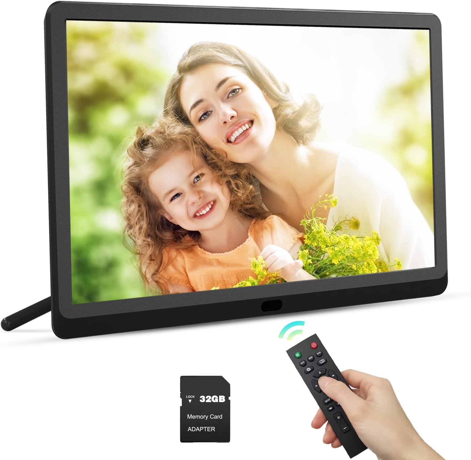 Digital Picture Frame with 32GB Card, Remote Control, IPS Screen CAMKORY Digital Photo Frame with Photo Deletion Auto Rotate Auto Turn On/Off Calendar 1080P Video Music(8 Inch Metal Black)