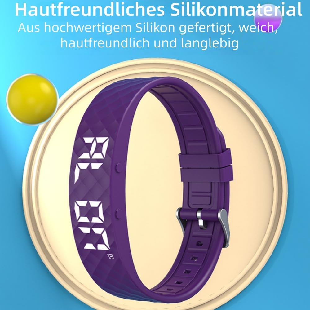 MEIION bewolken Vibroband Pro - Für den perfekten Aufwachmoment,Vibrationswecker Armband mit 8 Alarmen, für Damen, Herren, Senioren und Jugendliche