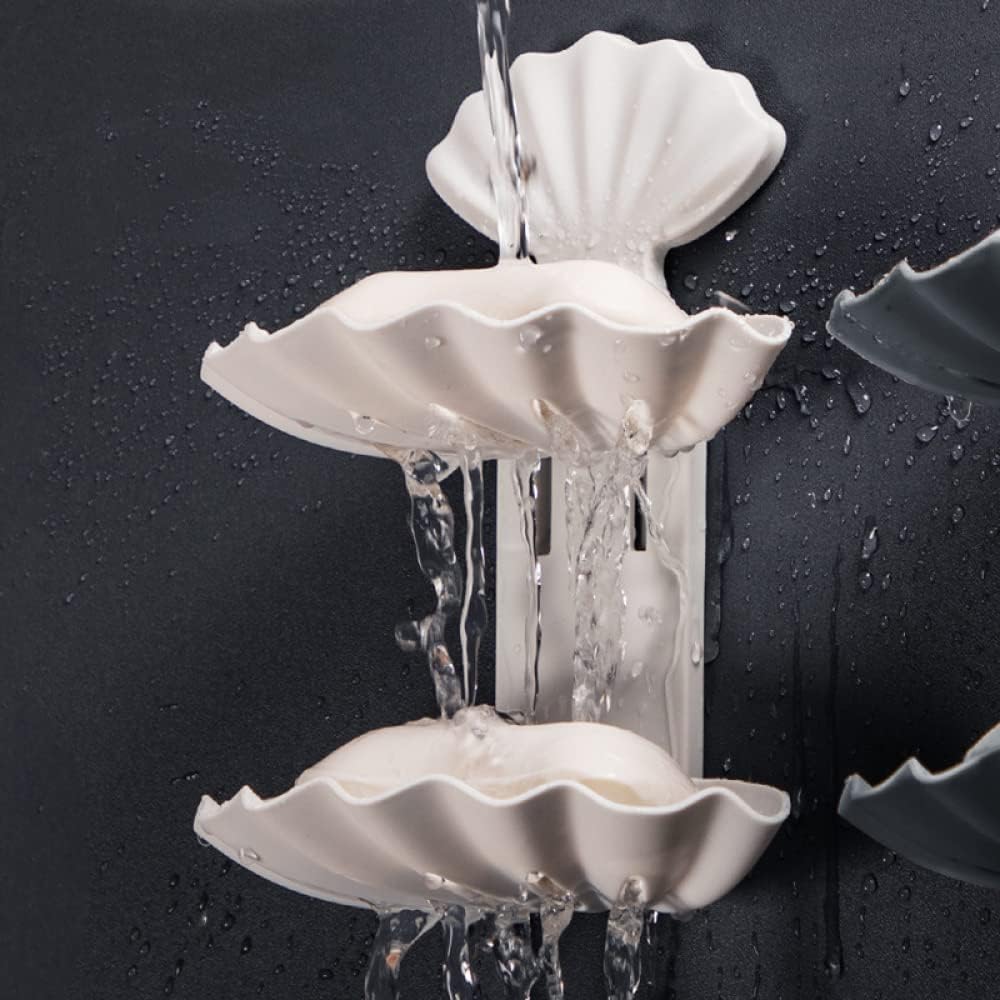 Jabonera de Pared Creativa con Doble desagüe y Soporte for maquinilla Afeitar for Ducha baño