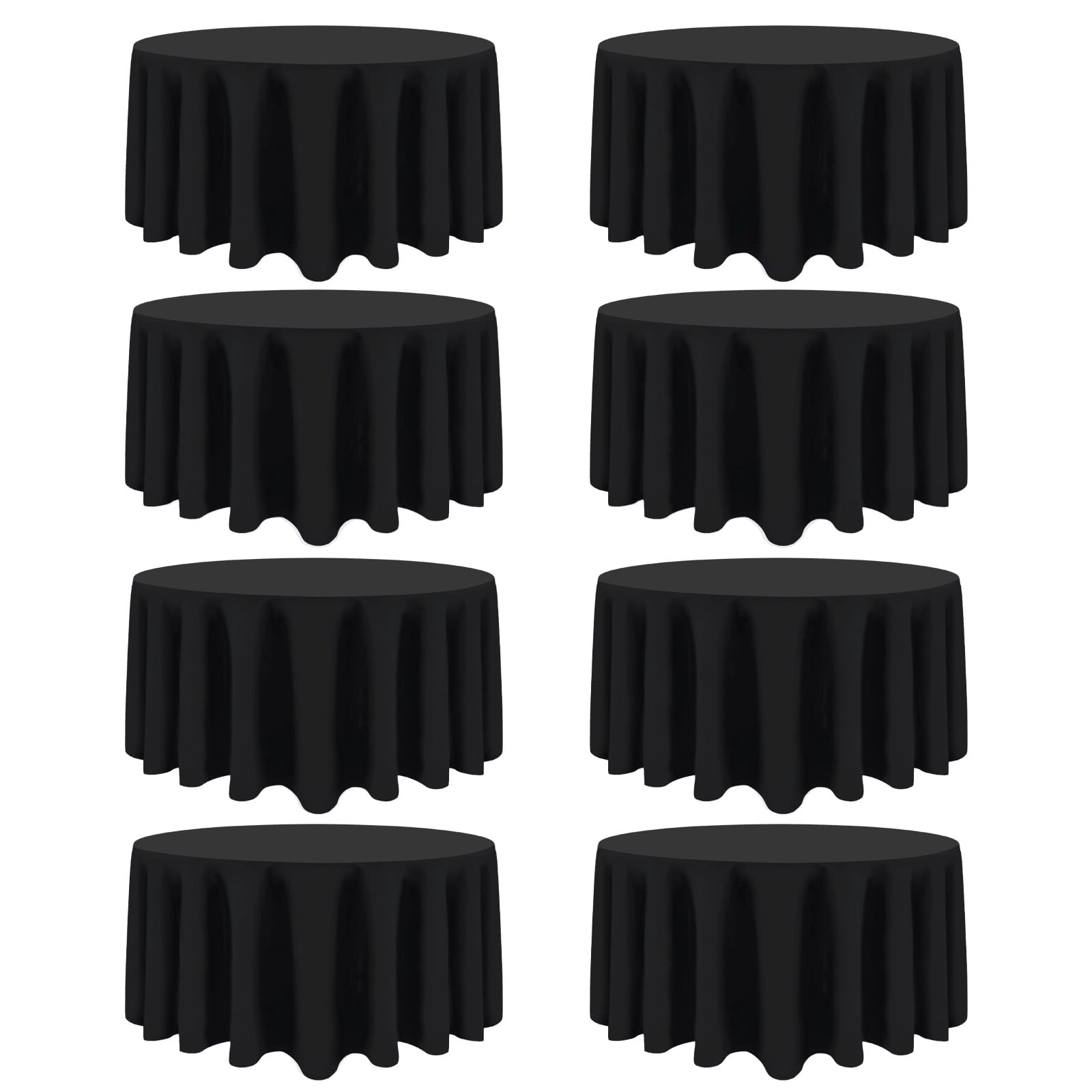 8 pack black round tablecloth 120 inch black table cloth stain and wrinkle resistant round black tablecloths reusable and washable polyester fabric table covers for buffet wedding party and banquet