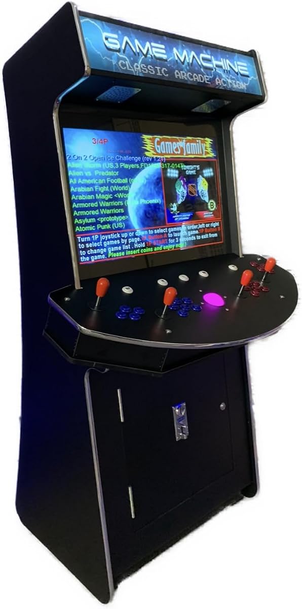 Máquina arcade vertical de tamaño completo, grado comercial, 4 jugadores, 4600 juegos clásicos, pantalla de 32 pulgadas, color negro