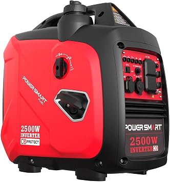 PowerSmart PS5020W 2500W Inverter Generator Manual Start, Fuel-Efficient, with CO Alarm and USB OutputIdeal for Home and Outdoor Use