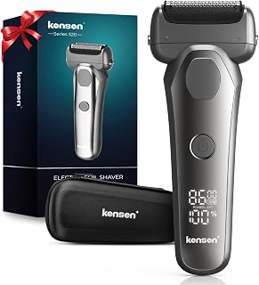 Electric Razor for Men, kensen Men's Double Speed Foil Electric Razor, Wet/Dry IPX6 Waterproof Electric Shavers for Men with Pop-up Beard Trimmer, Cordless Rechargeable Mens Razor