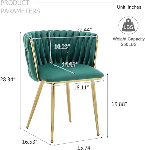 Miniatura 3 de Juego de 4 sillas de comedor de terciopelo, modernas sillas de comedor tapizadas con patas de metal dorado para comedor, tocador, cocina, sala de