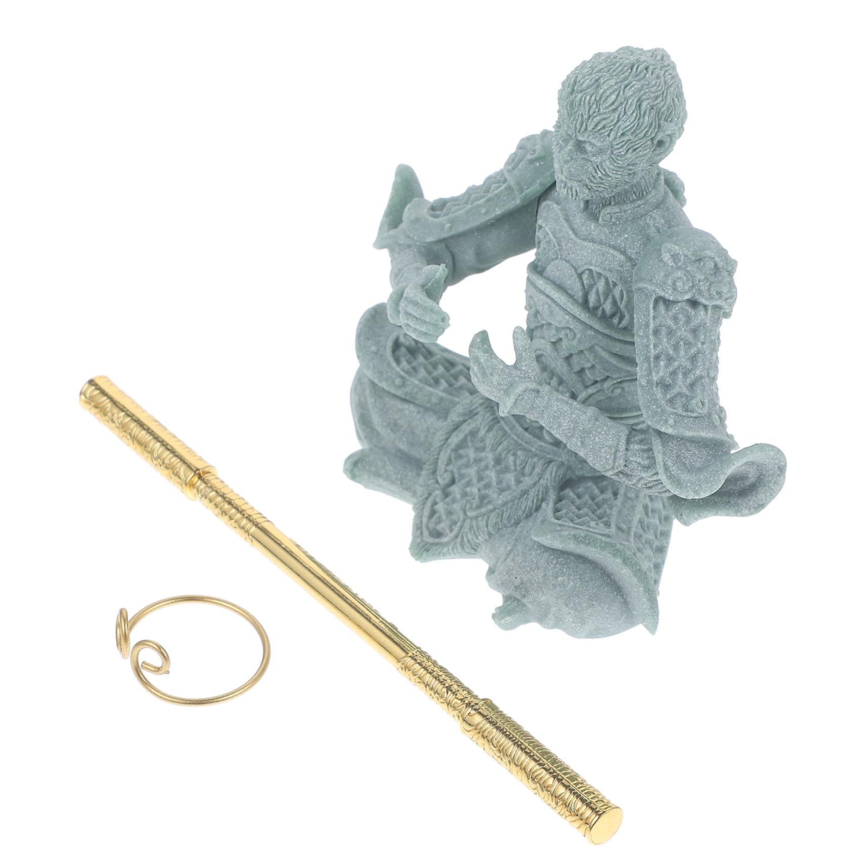 PRETYZOOM 3 Piezas De Estatuas De Mascota De Té Wukong Lindas Figuras De Animales Accesorios De Esqueleto Animales De Imitación Pata Paisaje Mono Figura Decorativa Arenisca