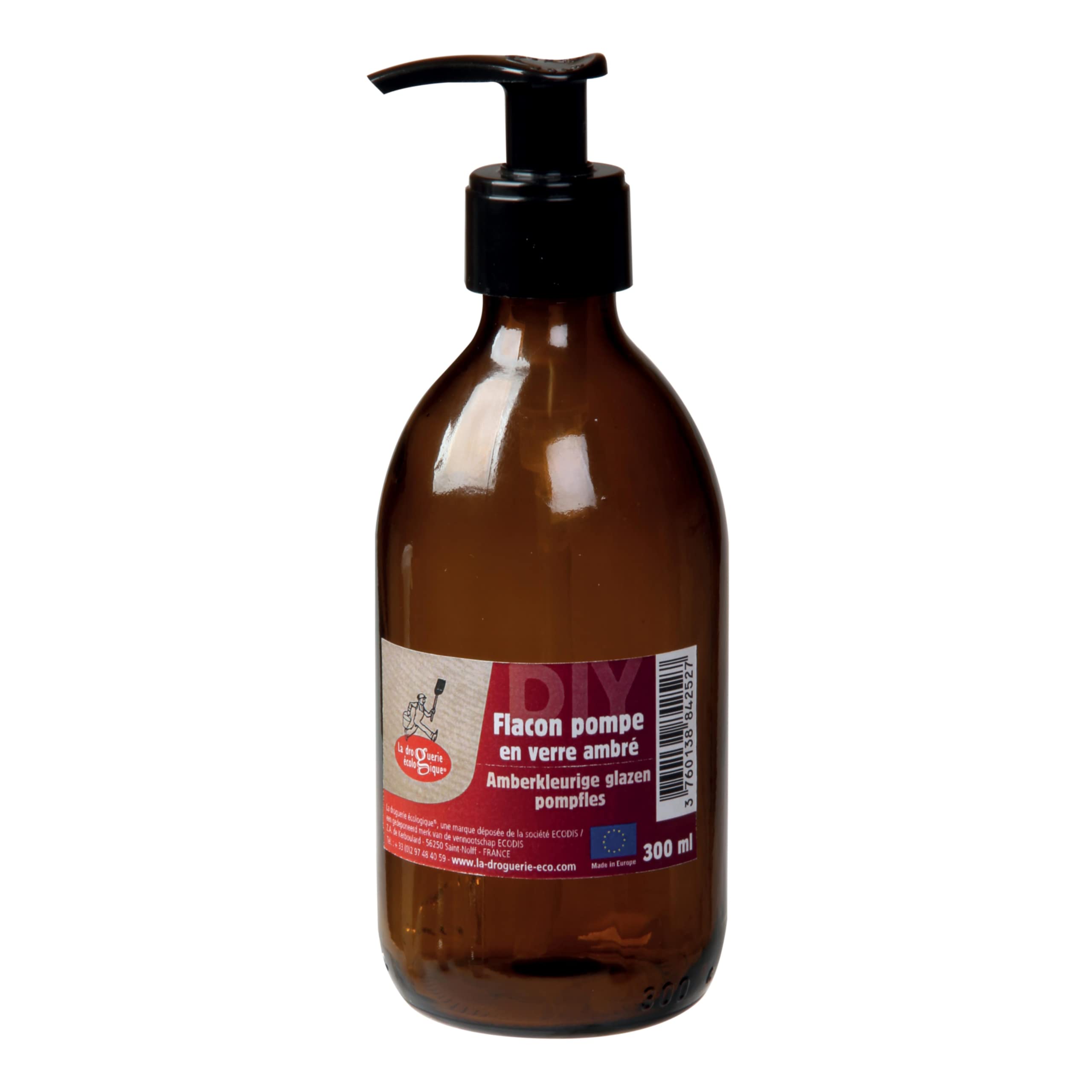 Flacon pompe - Verre ambré - 300 ml
